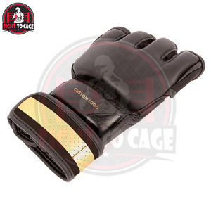 Gants de MMA en cuir microfibre noir solide à demi-doigts avec fermeture à boucle et crochet, personnalisables, de la plus haute qualité, pour l'entraînement de boxe - Product Image 3