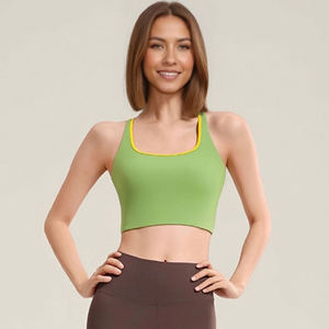 K_T Soutien-gorge de yoga à col en U de haute qualité pour femmes Nouvelle arrivée Soutien-gorge de sport vert pour entraînement physique Logo de course à pied sur le devant - Product Image 6