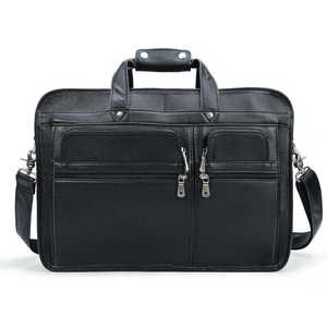 Men's Luxury Genuine Leather Briefcase Full Grain Cowhide Messenger <b>Bag</b> for Business <b>Laptop</b> (Fits <b>17.3</b> <b>Inch</b>) Black - Product Image 1