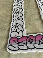 Tapis en coton tufté à la main style graffiti abstrait - Tapis de sol personnalisé avec lettres bulles artistiques