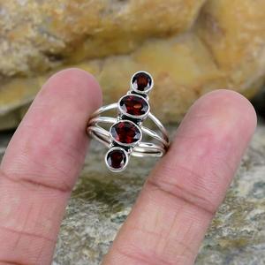 Handmade Boho Gemstone <b>Ring</b> Custom Size Garnet Jewelry for Her Christian Anniversary Gift Style Bohemia - Product Image 3
