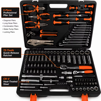 Kit complet de clés à douilles 131 pièces, cliquets, tournevis, pinces, rallonges, clés hexagonales, boîte de rangement, acier au chrome-vanadium, OEM