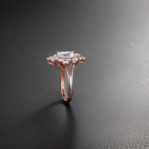 เครื่องประดับเพชรเม็ดเล็กสีโรสโกลด์14K ประดับเพชรเทียมแบบก้านแยกสำหรับงานแต่งงานงานแลป - Product Image 3