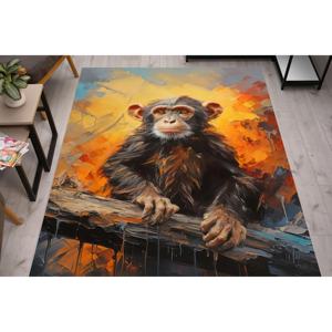 Tapis abstraits avec motif de singe, tapis orange, tapis bébé singe, tapis animal, tapis imprimé en 3D, tapis à poils doux - Product Image 5