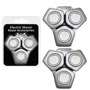 Paquete de 2 cabezales de afeitado de repuesto plateados, afeitadora eléctrica rotativa de doble cuchilla, compatible con rostro y cuerpo, resistente al agua IPX7 - Product Image 2
