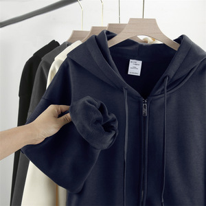 420g francés Terry Metal cremallera Sudadera con capucha cárdigan peso pesado Super suave Silver Fox Fleece chaqueta con capucha Full Zip Up Hoodie - Product Image 2