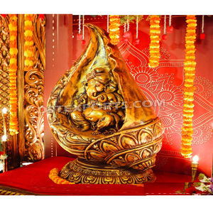 รูปปั้นพระพิฆเนศ shankh ganpati ที่สวยงามสำหรับตกแต่งทางเข้างานแต่งงานรูปปั้น FRP shankhu Ganesha FRP สำหรับงานแต่งงาน - Product Image 1
