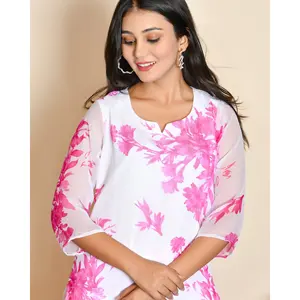 Conjunto de Dos Piezas de Verano para Mujer Angelina, Estampado Floral Rosa, Chifón Puro, Traje de Cordón, Tallas XS y XXS Disponibles, Pedido Mínimo de 3 Piezas - Product Image 2