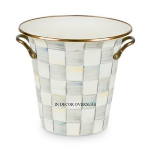 Cubo grande de hielo y vino pulido brillante plateado de calidad superior de aspecto elegante con asas de Color negro Suministro de artículos para bar - Product Image 2