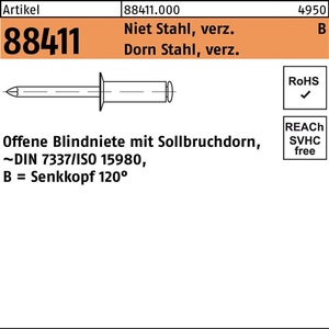Remache Ciego R 88411 SEKO 4x16 Acero Zincado 500 Unidades - Product Image 1