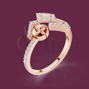 Bague de style vintage en or rose massif 14 carats avec pierres précieuses - Product Image 1