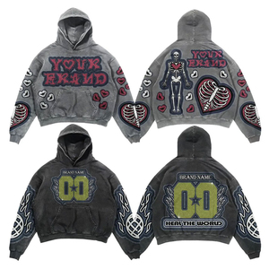 Sudadera con Capucha para Hombre, Estilo Desgastado, con Logotipo Personalizado Bordado, Nueva Llegada, Algodón Básico Mezclado, Buena Calidad, Precio Económico - Product Image 3