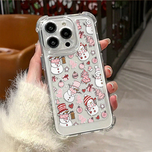 Funda transparente para teléfono móvil para iPhone 17 16 15 Pro Max, bolsillos de aire en las cuatro esquinas, elegantes fundas de teléfono estéticas navideñas - Product Image 3