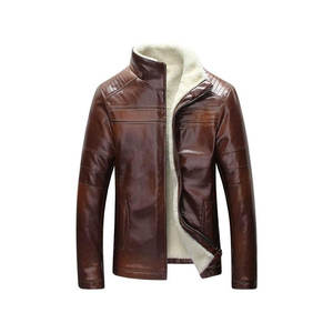 Fashion <b>Men's</b> <b>Leather</b> <b>Jackets</b> Solid Color Zipper <b>Faux</b> <b>Leather</b> Casual PU <b>Jacket</b> <b>for</b> <b>Men</b> - Product Image 2