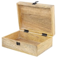 Vente en gros Boîte de rangement en bois de manguier rectangulaire Boîte d'emballage en bois faite à la main avec serrure pour l'artisanat
