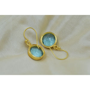 Último diseño Pendiente de moda pendiente de moda Fabricante Proveedor 18K Pendientes colgantes de piedra chapada en oro - Product Image 3