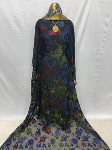 Ensemble Maqbal Dirac de luxe, broderie dorée scintillante, manches longues, écologique, séchage rapide, été, coton polyester Kanga pour femmes - Product Image 5