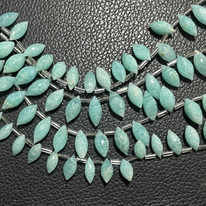 พลอยอเมซอนธรรมชาติขนาด10-13มม. ยาวสีเขียวสำหรับเจาะด้านข้าง - Product Image 4