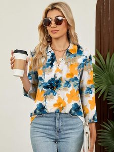 Chemisier Premium pour Femme à Col et Encolure en V, Manches 3/4, en Polaire Spandex/Coton, Écologique, Élégant, Coupe Ample, Idéal pour le Bureau et les Tenues Décontractées Professionnelles - Product Image 2