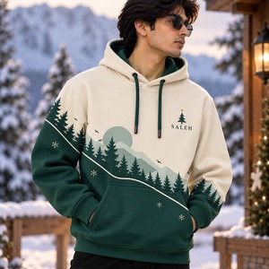 เสื้อฮู้ดดี้ผ้าฟลีซคอตตอน 100% พิมพ์ลายปักลายคริสต์มาส แบบยูนิเซ็กซ์ สำหรับฤดูหนาว ขายส่งแบบ OEM - Product Image 1