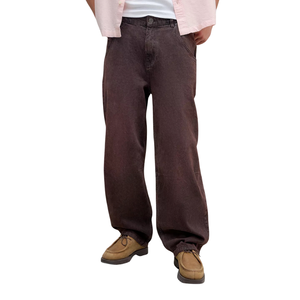 <b>Men's</b> Stonewashed Solid Denim Pants Loose Fit <b>Wide</b> <b>Leg</b> Casual Streetwear Button Quick Dry Breathable Mid Waist Winter/Spring - Product Image 1