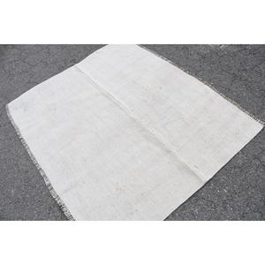 Tapis turc vintage 5,6x4,5 pieds, tapis en laine blanc patchwork avec envers en latex, respectueux de l'environnement - Product Image 2