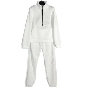 ชุดกีฬาสำหรับผู้หญิงใส่ในฤดูใบไม้ร่วงชุดวอร์มมีคอปกตั้งกางเกงเอวยางยืดกางเกงวอร์มหนาสีพื้นสำหรับฤดูใบไม้ร่วง - Product Image 2