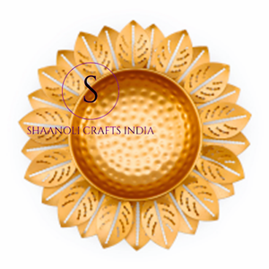 Classique Laiton Plaqué Feuille Designer Urli Bol Fleur Flottante pour La Maison et Le Mariage Hldi, Mehendi Décorations Urli Bol - Product Image 3