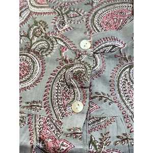 Blusa de Mujer de Estilo Vintage, Estampada a Mano con Paisley Francés, Tela Popelina de Viscosa, Solapa Asimétrica, Tallas XS-XL, para Oficina - Product Image 2