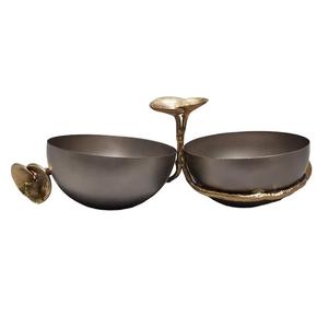 Cadeau de Noël Dessert bol de service couleur marron enduit de poudre 2 en 1 dernière arrivée à la main fournitures de cuisine de table - Product Image 1