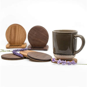Durable handcrafted wooden coaster set featuring refined wood grain texture for daily <b>practical</b> use - Product Image 3