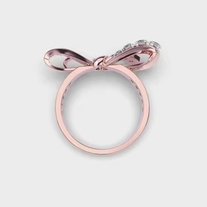 14k Solid Gold Wedding Ring Bow Style Exclusive Diamond Ring 1 Carat Round Cut Lab Grown Diamond Engagement Ring for <b>Girlfriend</b> - Product Image 4