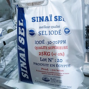 Bolsa de 25 kg de Sal Marina Refinada en Polvo Sinai |   99.8% de Pureza |   30-70 PPM Grado Alimenticio Iodado |   Blanco |   Vida útil de 24 meses |   Exportación - Product Image 1