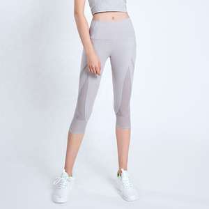 Nuevos Leggings Capri de Cintura Alta para Mujer, Cintura Elástica, Transpirables, de Malla, 3/4, Pantalones de Gimnasio, Deportes, Yoga, Elásticos en Cuatro Direcciones, Secado Rápido, Control de Abdomen - Product Image 2