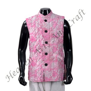 Indian Cotton Hand Block Print <b>Kantha</b> <b>Jackets</b> Pure Cotton Men's Winter Quilted <b>Jackets</b> Block Print Cotton <b>Jacket</b> - Product Image 6