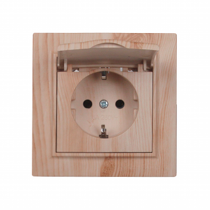 Toma de corriente eléctrica de pared de madera blanca IP22 de 16A, 220V, con conexión a tierra con cubierta de plástico ABS, enchufe empotrado estándar de la UE y Reino Unido - Product Image 1