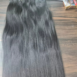 Extensions de cheveux Remy indiens non transformés 100% meilleur fournisseur de cheveux raides noirs avec des extrémités dessinées simples de haute qualité - Product Image 1