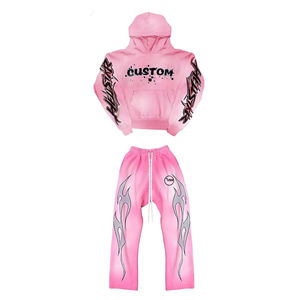 Survêtement pour homme, coupe régulière, évasé, logo personnalisé imprimé, polaire antibactérien, 100% coton, vêtements décontractés de rue, vêtements d'entraînement - Product Image 4