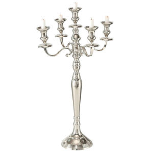 Candelabro de tamaño personalizado de aluminio y Metal de 5 brazos, diseño atractivo, centro de mesa plateado brillante para decoraciones de mesa - Product Image 6