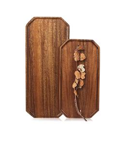 Lot de 2 plateaux de service en bois Planches à charcuterie Grand plateau en bois d'acacia 16 "& 13" Plateaux en bois Plat à charcuterie - Product Image 1