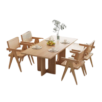 Ensemble table et chaises de restaurant en teck massif, prix de gros, pour intérieur et extérieur, produit de haute qualité