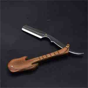 Maquinilla de afeitar con mango de madera, maquinilla de afeitar de acero inoxidable con borde de hoja única - Product Image 1