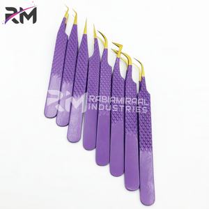 Ensemble d'outils de précision en acier inoxydable RMI, pinces à extensions de cils, couleur violet à or, poignée diamant - Product Image 3