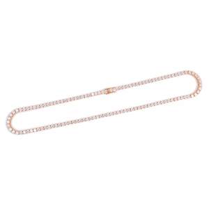 Cadena de tenis de oro rosa macizo de 14K con diamantes de circonita de 4MM, cadena de eslabones geométricos para compromiso, joyería de latón con baño de rodio - Product Image 5