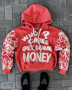 Custom 500gsm French Terry 100% Cotton Fleece Zip-Up Hoodie Puff <b>3D</b> Printed Regular Fit Solid Pocket Quick Dry Men's <b>Hoodies</b> - Product Image 6