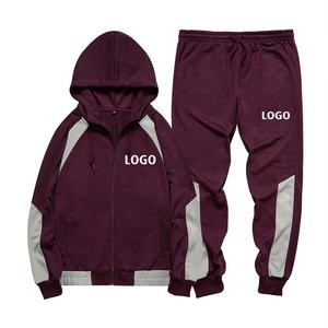 Ensemble de vêtements de sport à capuche pour hommes OEM costume de sweat à capuche en tricot tenue deux pièces respirante logo personnalisé vêtements de fitness décontractés - Product Image 3