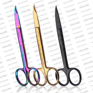 Tijeras de punto de sutura Premium de 14cm | Instrumento quirúrgico con revestimiento de titanio arcoíris con gancho delicado de Vaslcare - Product Image 1