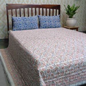 Indian Manufacturer Queen Size Quilt 100% Organic Cotton Best Quality Hand Block Printed <b>Bedding</b> Organic Cotton Filling Bulk - Product Image 3