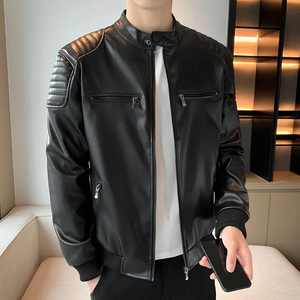 Chaqueta de Cuero Delgada para Hombre al por Mayor con Cuello Alto, Logotipo Frontal, Transpirable e Impermeable, Chaqueta de Invierno en Colores y Tallas Personalizadas - Product Image 5