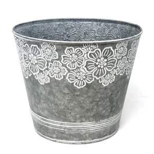 Old fashioned galvanized iron <b>planter</b> tub for outdoor rustic settings and farmhouse inspired <b>garden</b> decor - Product Image 1